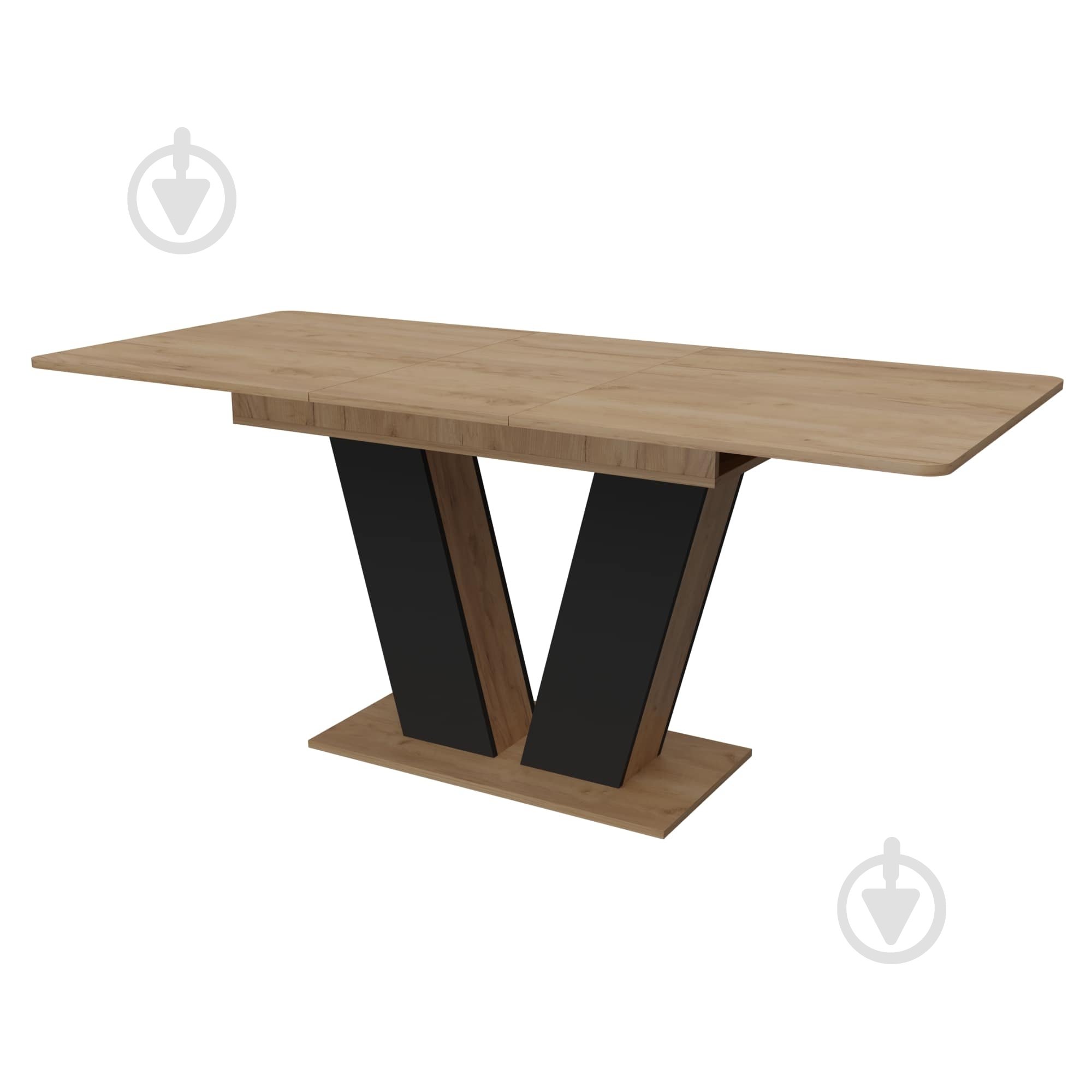 Стіл обідній KS Wood Ден 1400(1800)x800x784мм дуб крафт золотий/графіт - фото 1