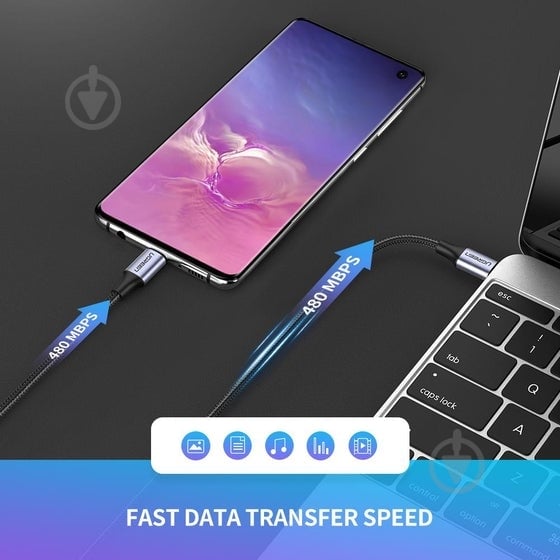 Кабель UGREEN USB 2.0 Type-C M-M Round Cable Nickel Plating Aluminum Shell US261 2 м черный (50152) - фото 4 Кабель UGREEN USB 2.0 Type-C M-M Round Cable Nickel Plating Aluminum Shell US261 2 м черный (50152) - фото 4