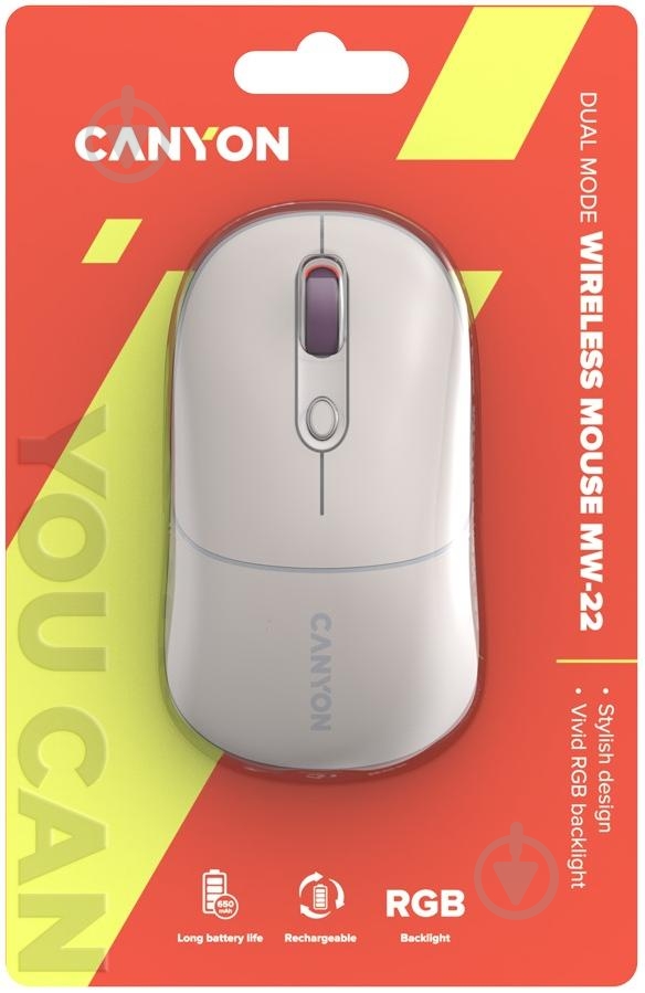 Мишка бездротова Canyon MW-22 Dual Band RGB Wireless rice (CNS-CMSW22RC) - фото 6