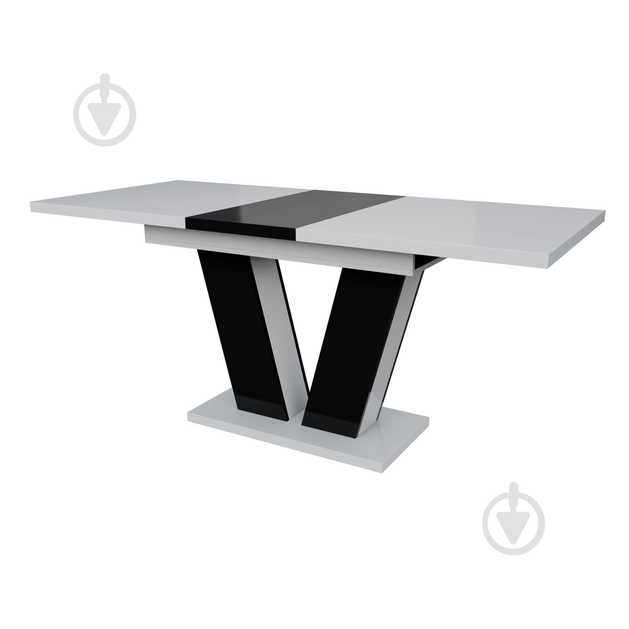 Стол обеденный KS Wood Рой 1400(1800)x800x750мм белый глянец/черный - фото 1 Стол обеденный KS Wood Рой 1400(1800)x800x750мм белый глянец/черный - фото 1