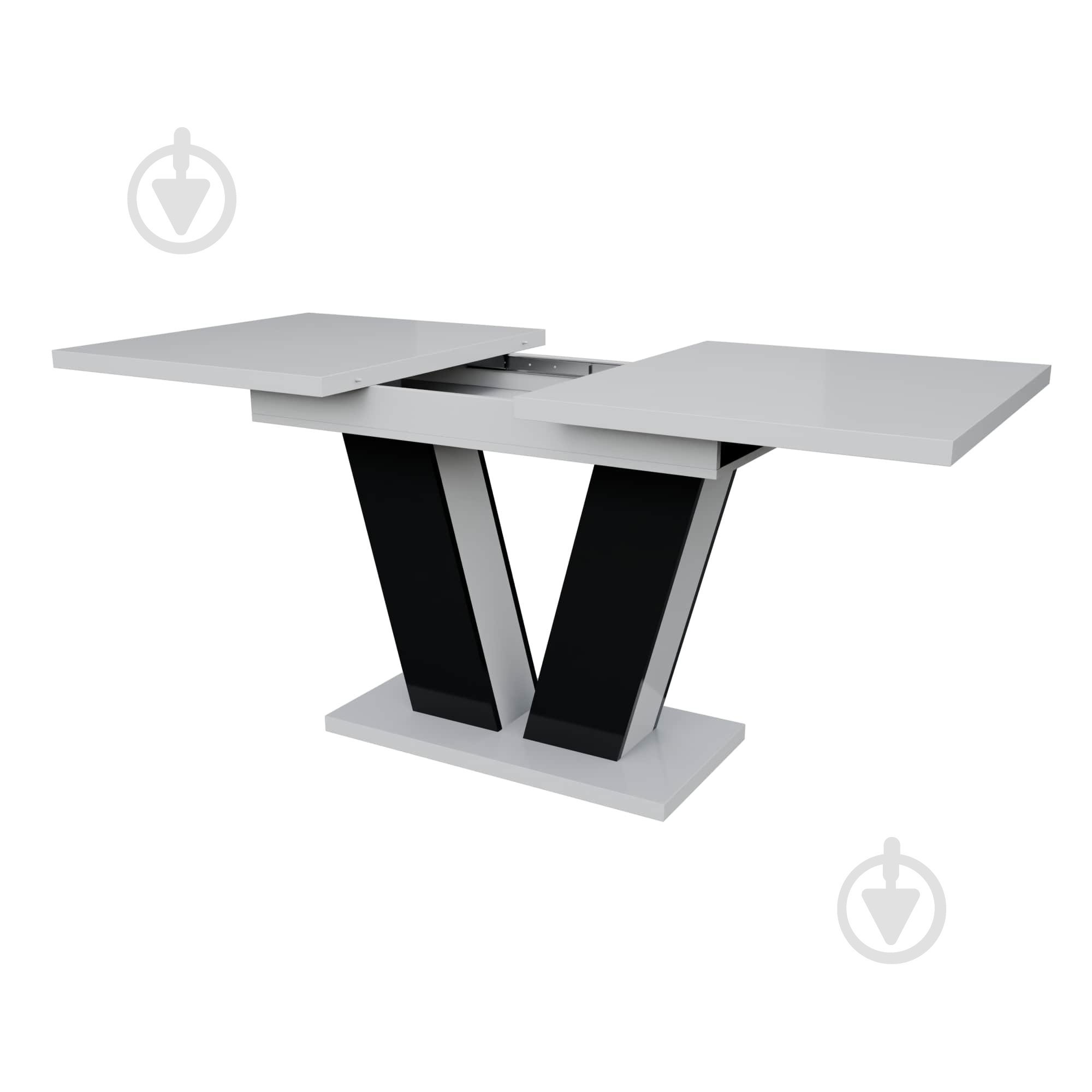 Стол обеденный KS Wood Рой 1400(1800)x800x750мм белый глянец/черный - фото 2 Стол обеденный KS Wood Рой 1400(1800)x800x750мм белый глянец/черный - фото 2