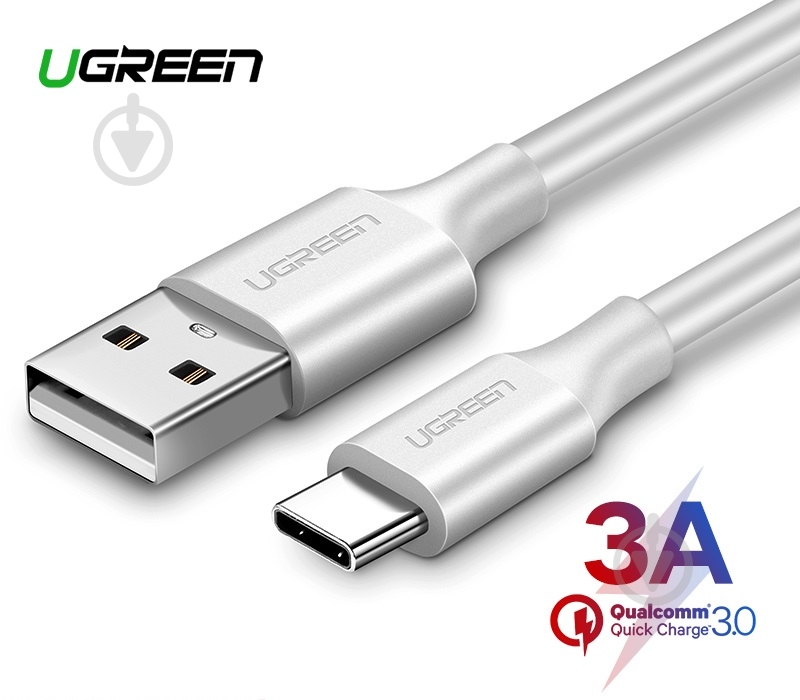 Кабель UGREEN USB 2.0 AM to Type-C US287 1,5 м white (60122) - фото 1