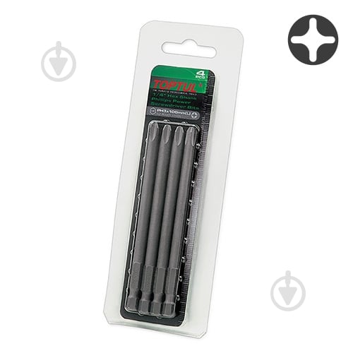 Набор бит Toptul 1/4" 100 мм PH2 4 шт. FSIB0802G - фото 1