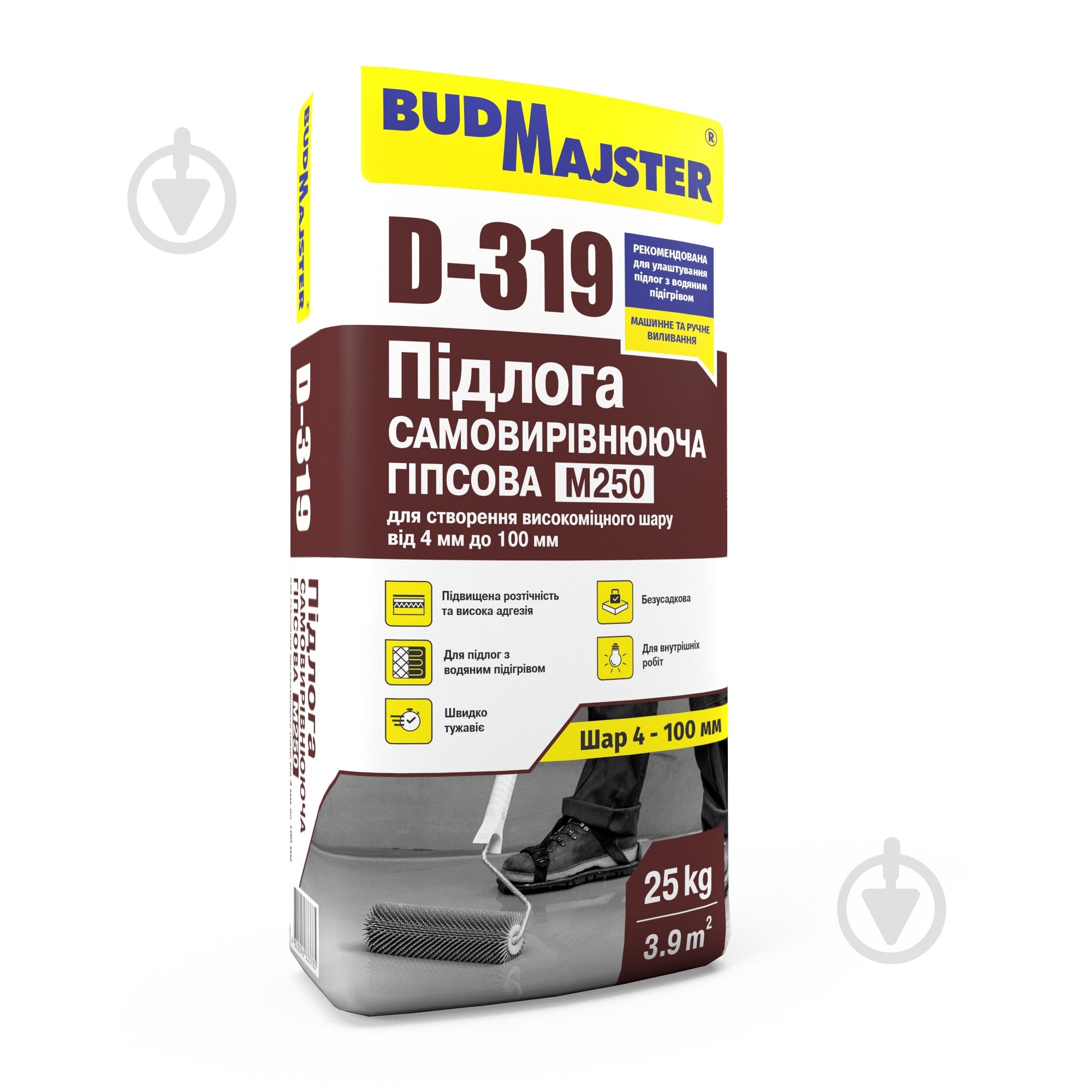 ᐉ Самовыравнивающийся пол BudMajster D‑319 гипсовая М250 для ручной и ...
