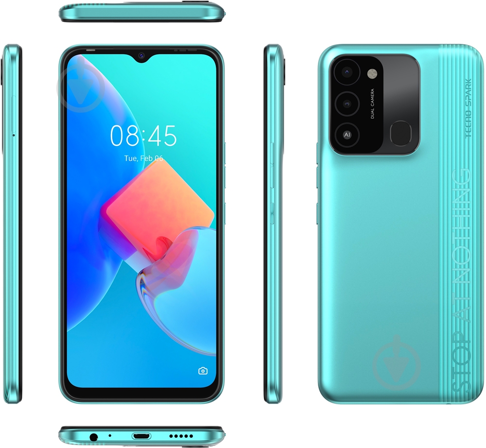 Смартфон Tecno Spark 8С 4/128GB turquoise cyan (4895180777929) - фото 3 Смартфон Tecno Spark 8С 4/128GB turquoise cyan (4895180777929) - фото 3