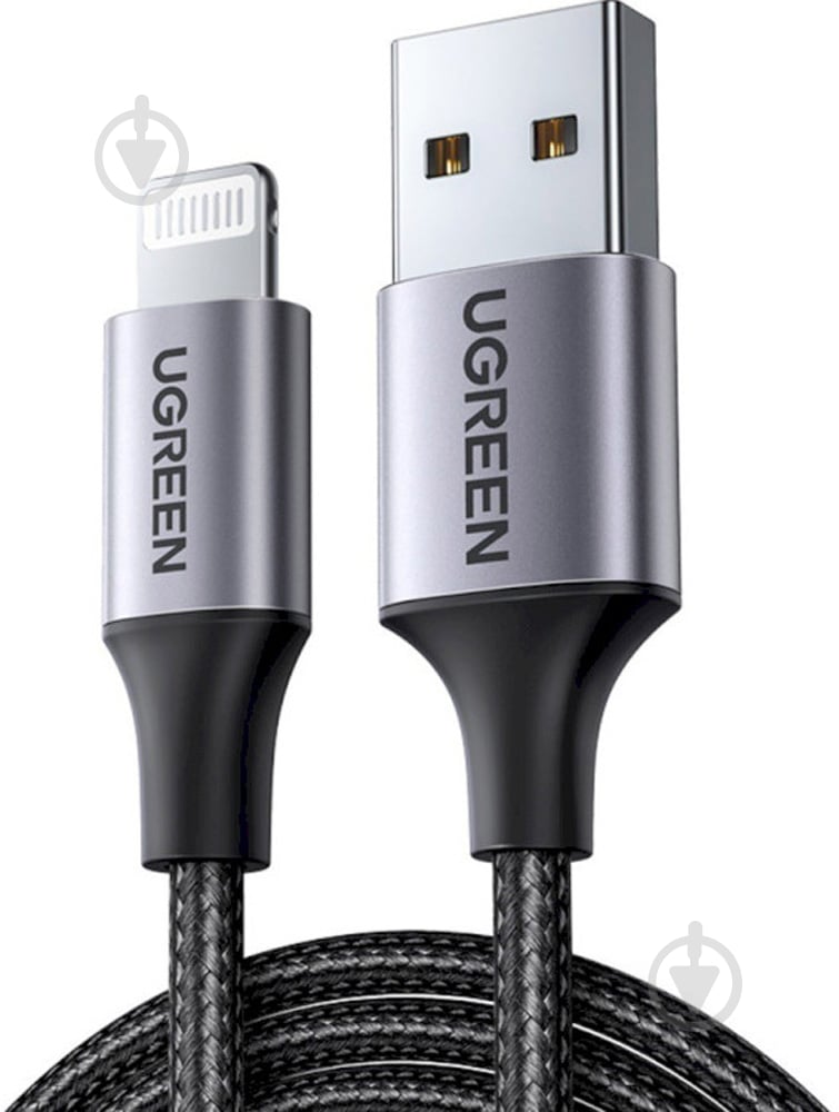 Кабель UGREEN USB AM-Lightning M 2.4A US199 1 м черный (60156) - фото 2 Кабель UGREEN USB AM-Lightning M 2.4A US199 1 м черный (60156) - фото 2