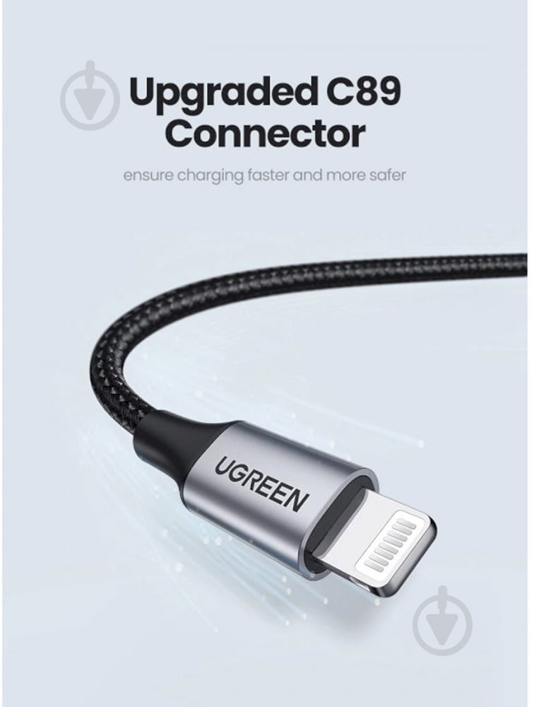 Кабель UGREEN USB AM-Lightning M 2.4A US199 1 м черный (60156) - фото 4 Кабель UGREEN USB AM-Lightning M 2.4A US199 1 м черный (60156) - фото 4