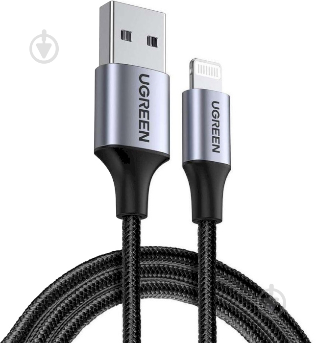 Кабель UGREEN USB AM-Lightning M 2.4A US199 2 м black (60158) - фото 1