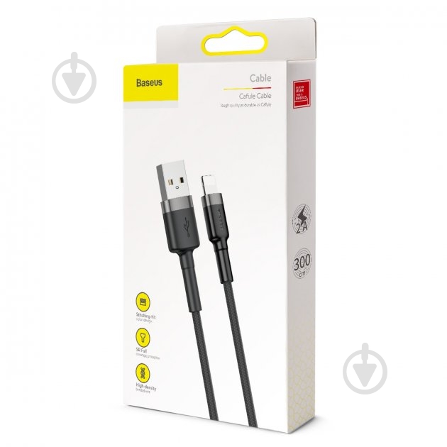 Кабель BASEUS Cafule USB 2.0 to Lightning 2A 3 м black (CALKLF-RG1) - фото 5