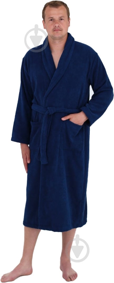 Халат махровый Ideal р. XL темно-синий - фото 1