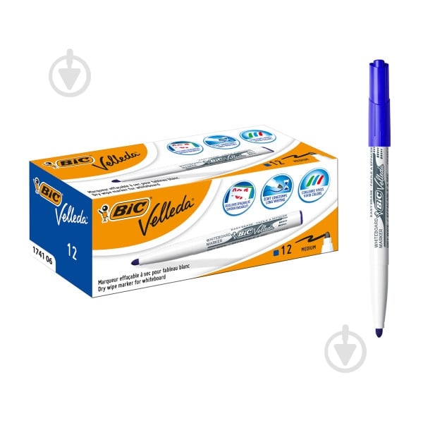 Маркер для білої дошки BIC Velleda 1741 синій 9581701 - фото 1