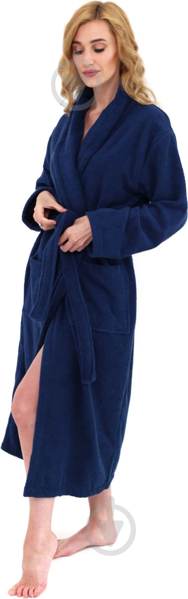 Халат махровый Ideal р. L темно-синий - фото 1