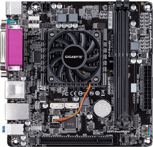 Материнская плата Gigabyte GA-E6010N (Integrated CPU, SoC, mini ATX) - фото 1 Материнская плата Gigabyte GA-E6010N (Integrated CPU, SoC, mini ATX) - фото 1
