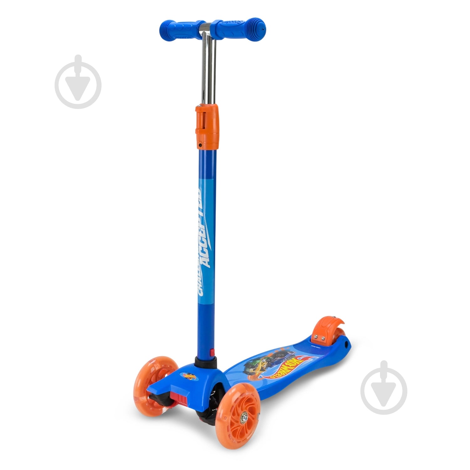 Самокат Hot Wheels трехколесный синий с оранжевым BH2617 - фото 2