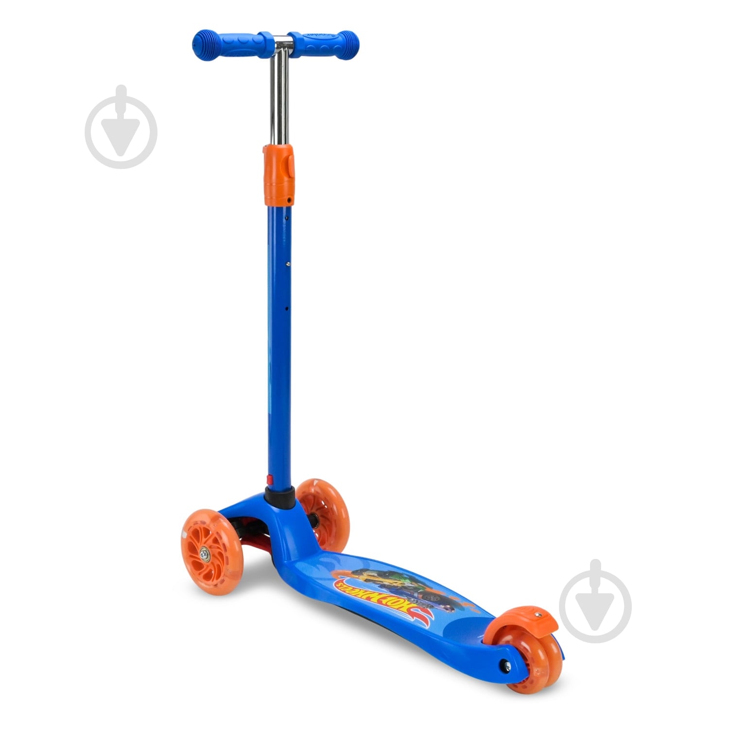 Самокат Hot Wheels трехколесный синий с оранжевым BH2617 - фото 4
