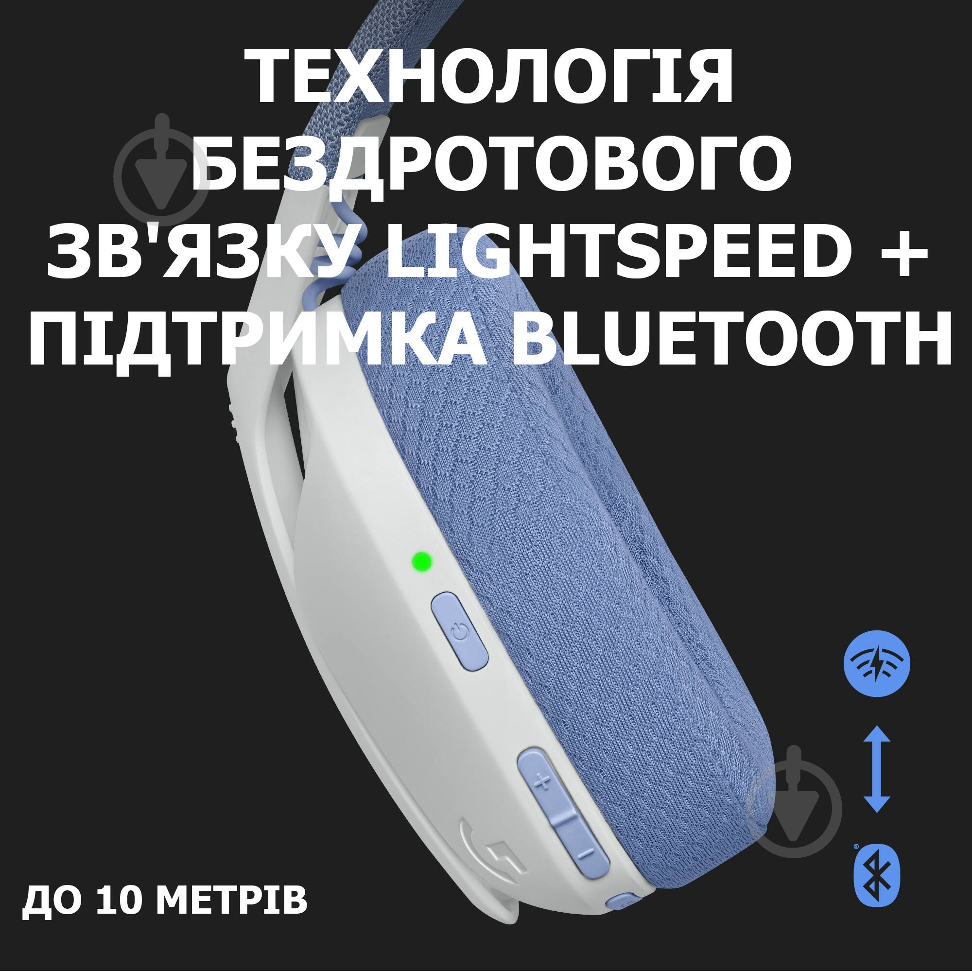 Гарнитура игровая Logitech G435 Lightspeed Wireless Gaming Headset white (981-001074) - фото 2 Гарнитура игровая Logitech G435 Lightspeed Wireless Gaming Headset white (981-001074) - фото 2