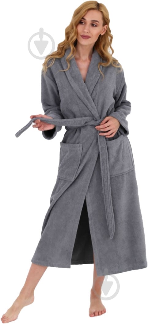 Халат махровый Ideal р. M серый - фото 1