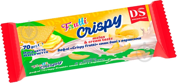 Вафли CRISPY FRUTTI вкус дыни со сливками 70 г - фото 1