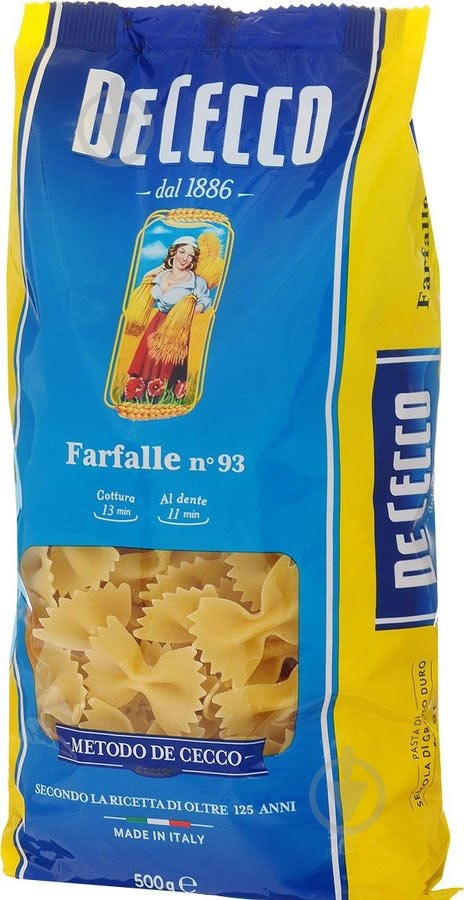 Макароны TM DE CECCO Farfalle 500 г - фото 1 Макароны TM DE CECCO Farfalle 500 г - фото 1