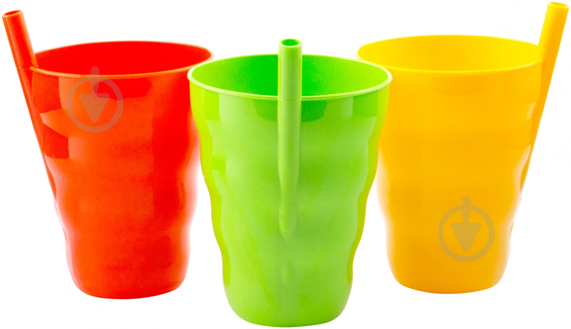 Набір склянок з трубочкою Gondol Plastic в асортименті 3 шт. - фото 1