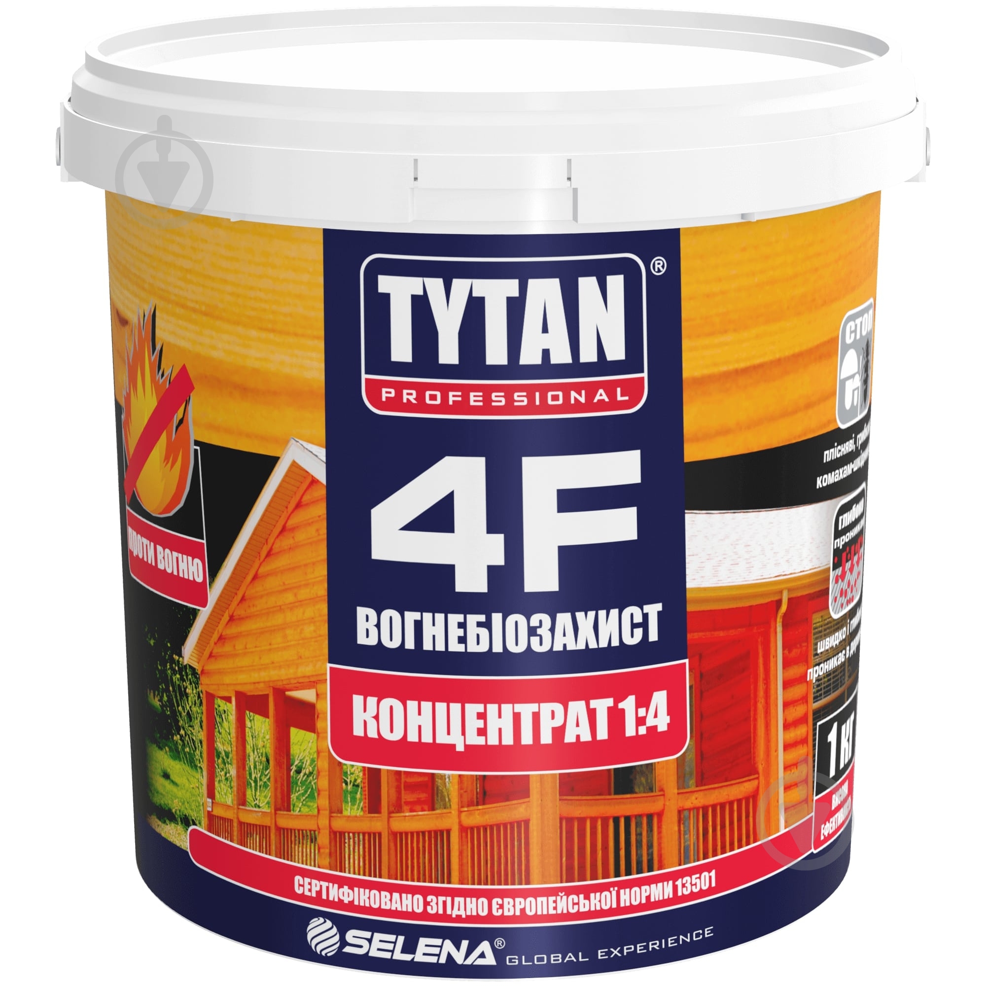 Вогнебіозахист Tytan 4F 1:4 червоний 1 кг - фото 1