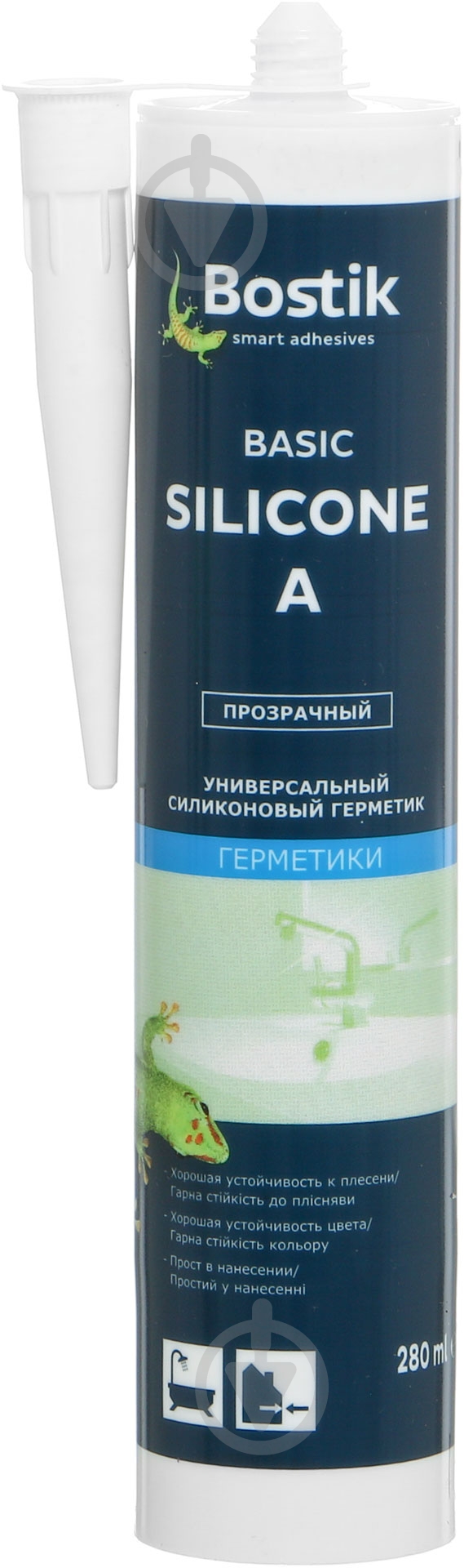 Герметик силиконовый Bostik универсальный Basic Silicone A прозрачный 280 мл - фото 1 Герметик силиконовый Bostik универсальный Basic Silicone A прозрачный 280 мл - фото 1