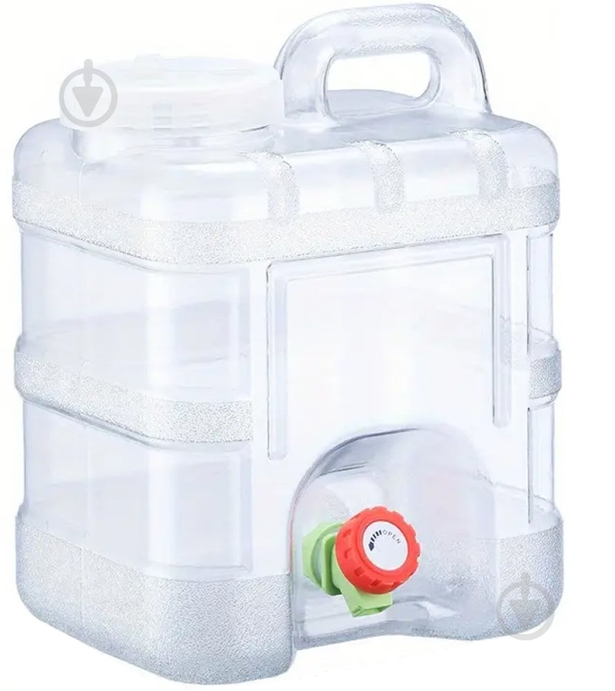 Бутель VIO Бутель Каністра для води з краном 10 л полікарбонатна з ручкою, прозора, ViO PC-TV 10L - фото 1