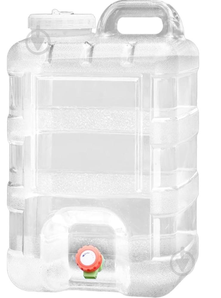 Бутель VIO каністра для води з краном 28 л полікарбонатна з ручкою, прозора, ViO PC-TV 28L - фото 1