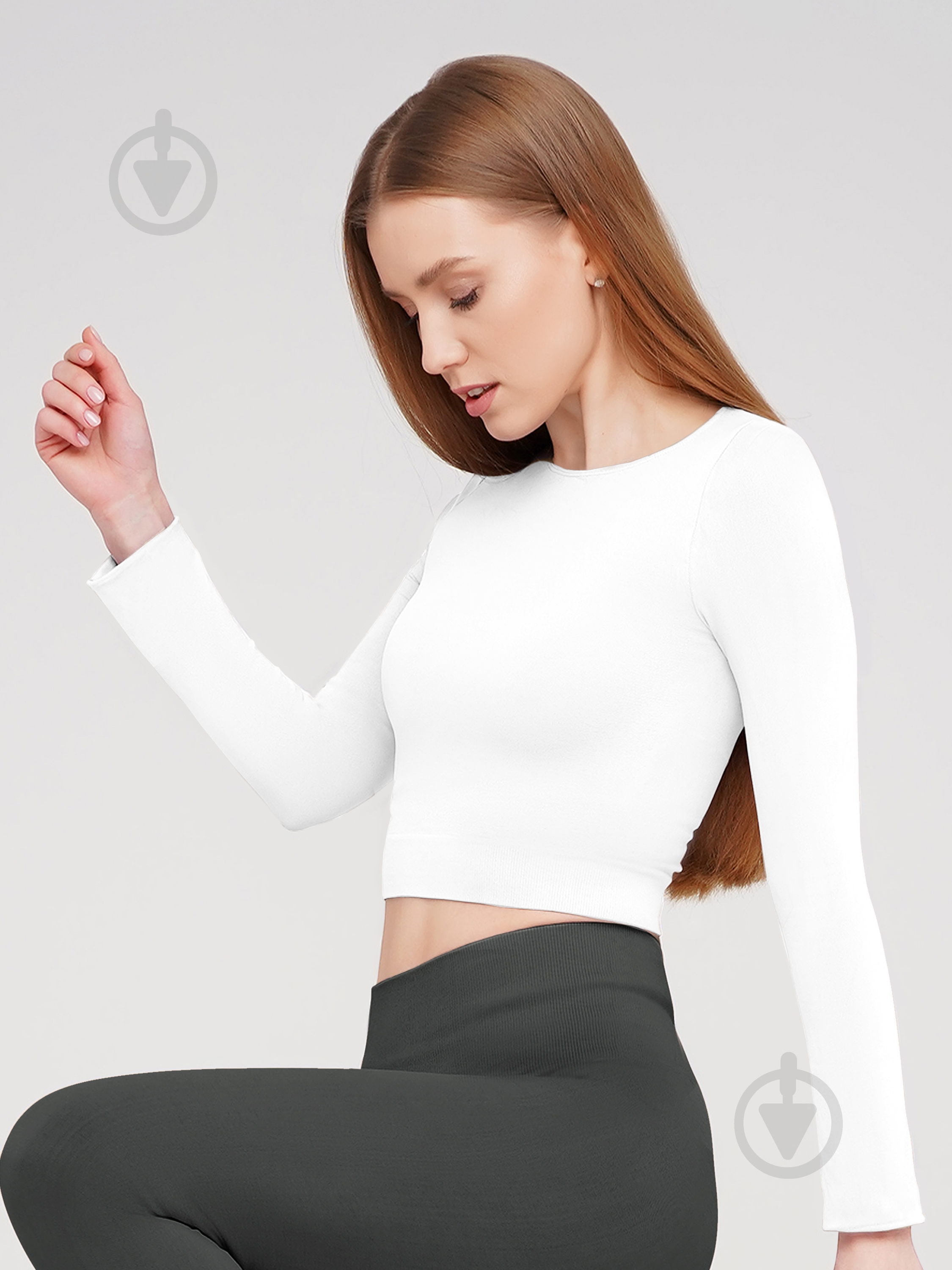 Футболка з довгим рукавом Giulia Crop top р.L/XL білий - фото 1 Футболка з довгим рукавом Giulia Crop top р.L/XL білий - фото 1