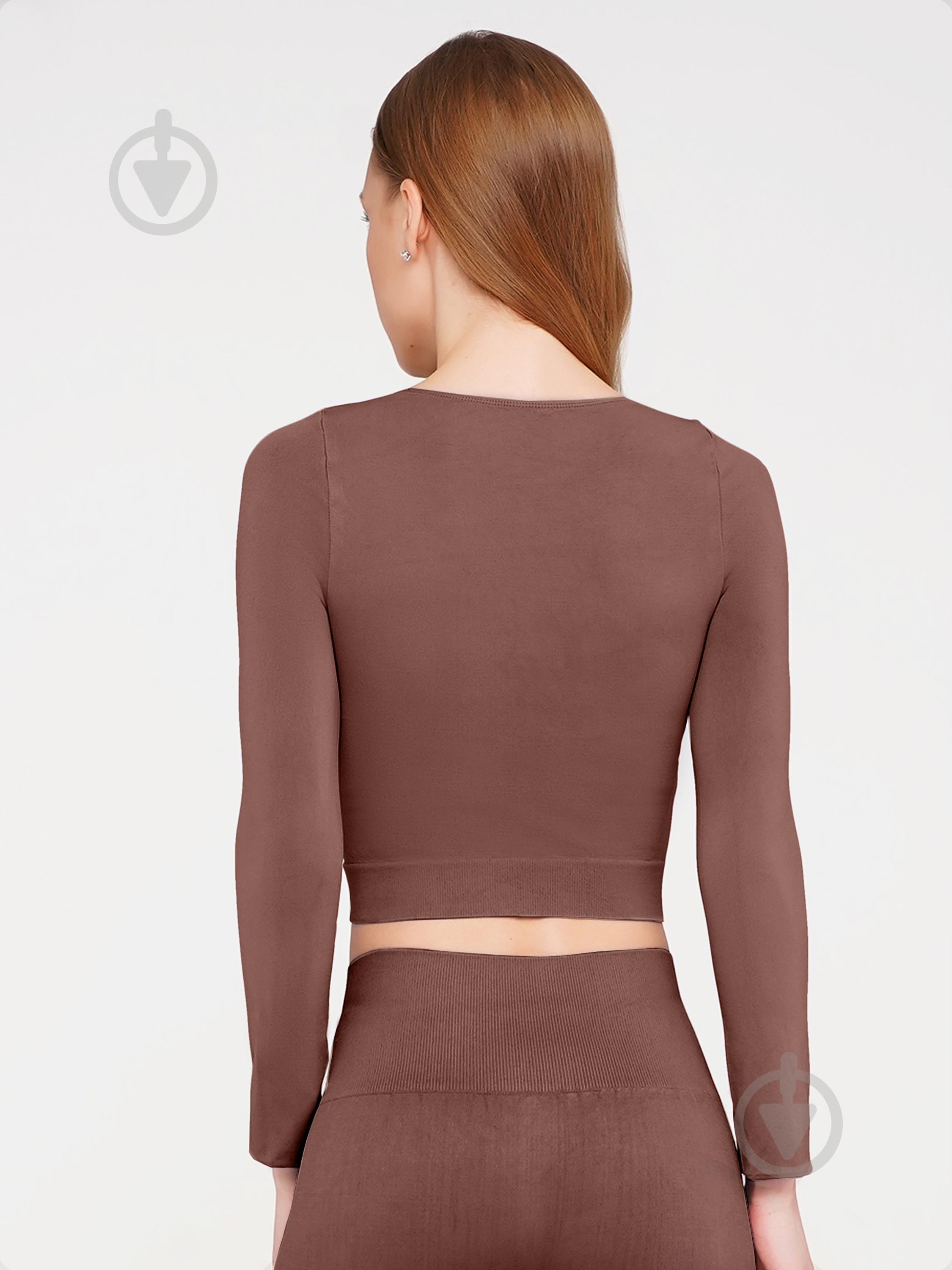 Футболка з довгим рукавом Giulia Crop top р.L/XL коричневий - фото 2 Футболка з довгим рукавом Giulia Crop top р.L/XL коричневий - фото 2