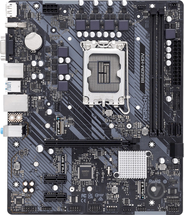 Материнская плата ASRock B660M-HDV (Socket 1700, Intel B660, micro ATX) - фото 1 Материнская плата ASRock B660M-HDV (Socket 1700, Intel B660, micro ATX) - фото 1