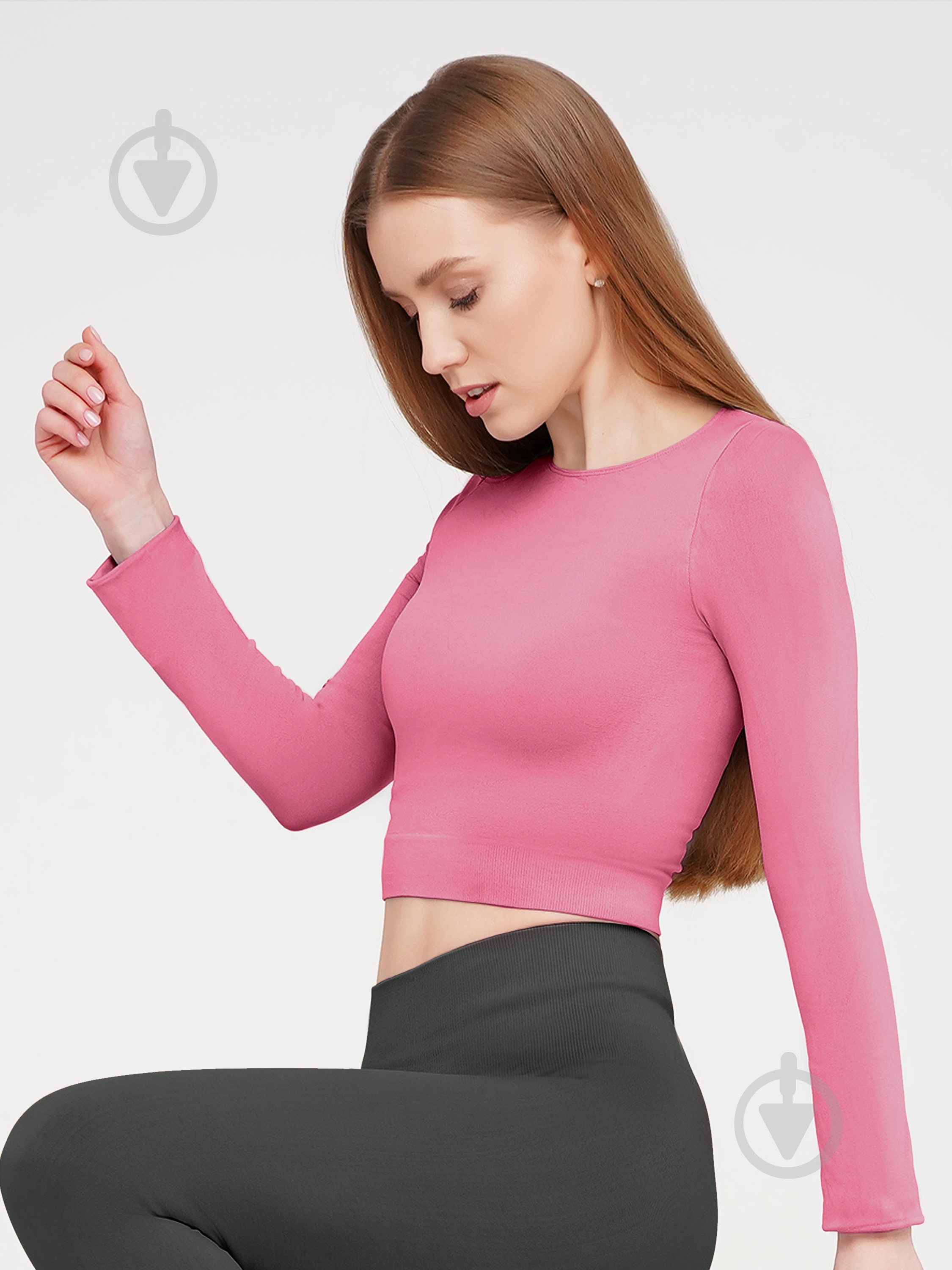 Футболка с длинным рукавом Giulia Crop top р.S/M розовый - фото 1 Футболка с длинным рукавом Giulia Crop top р.S/M розовый - фото 1