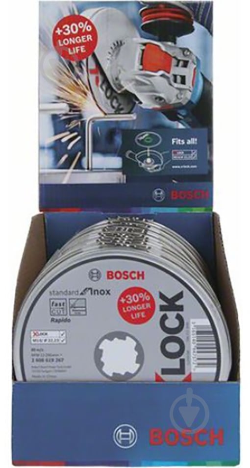 Круг відрізний Bosch X-Lock Standard for Inox 10 шт 125х1,0x22,23 мм 10 шт. 2608619267 - фото 3
