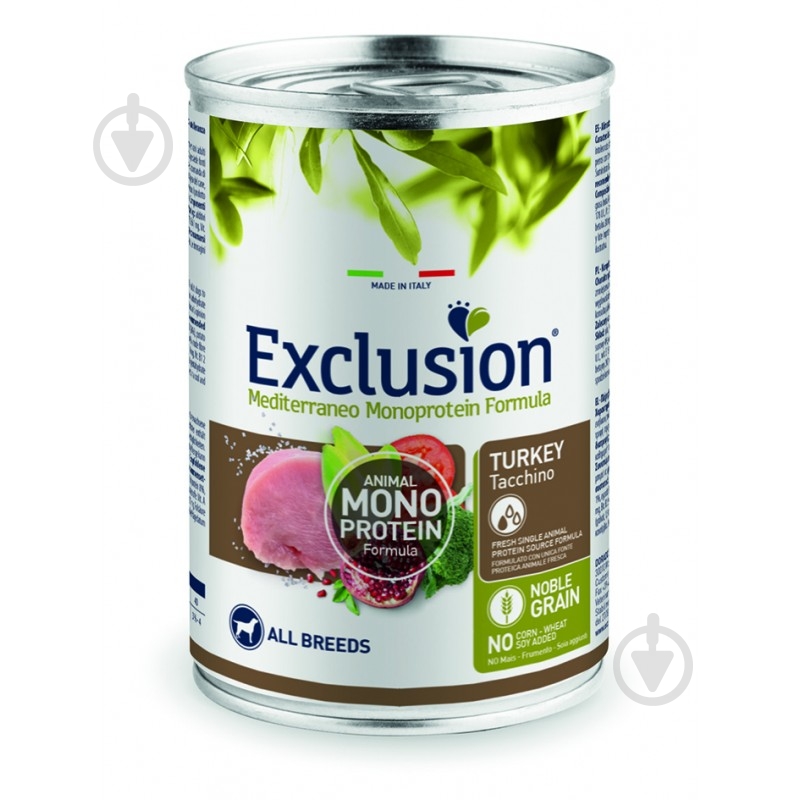 Консерва для дорослих собак для усіх порід Exclusion Adult Turkey All Breed (індичка) 400 г - фото 1 Консерва для дорослих собак для усіх порід Exclusion Adult Turkey All Breed (індичка) 400 г - фото 1