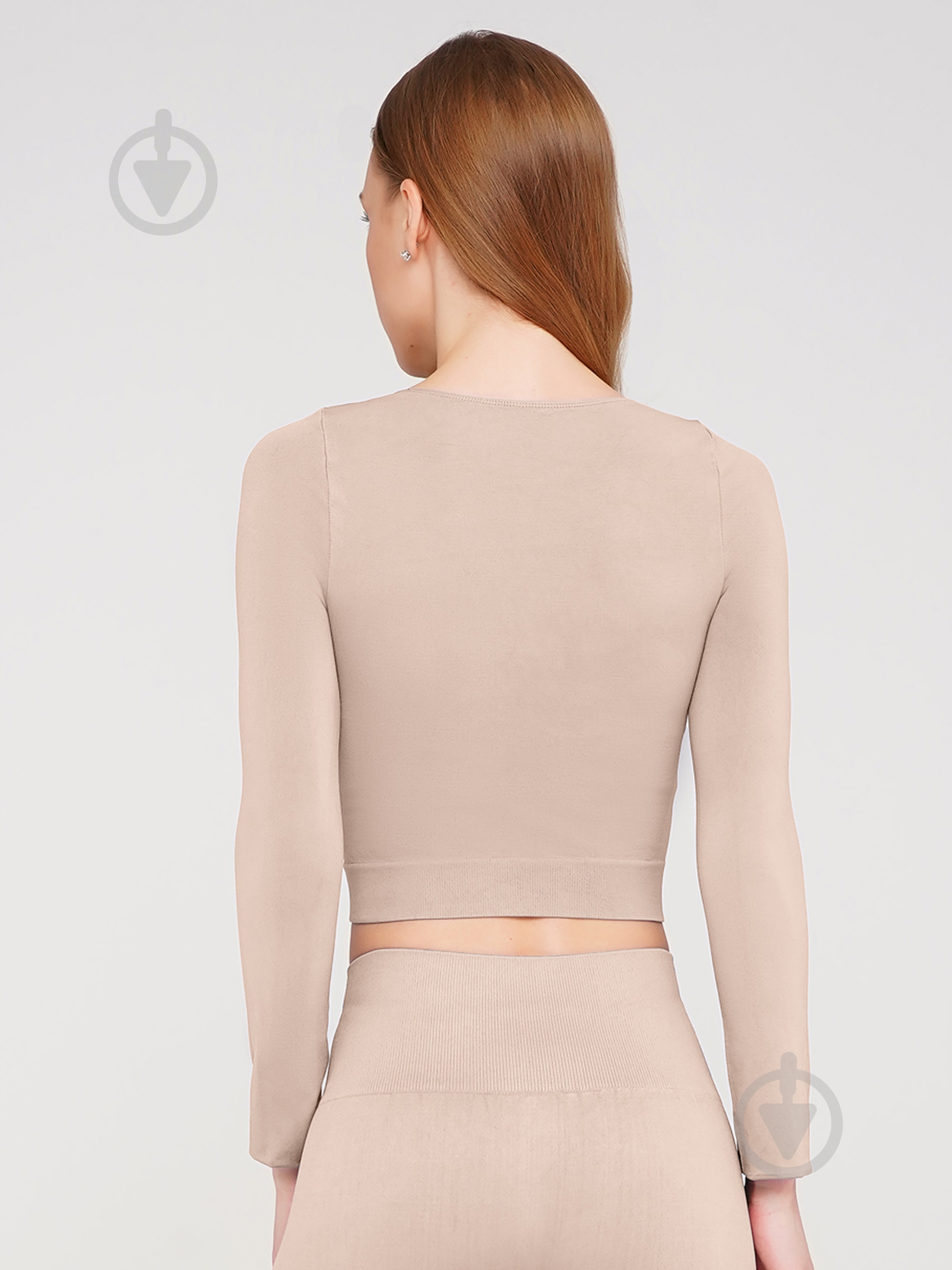 Футболка с длинным рукавом Giulia Crop top р.S/M бежевый - фото 2 Футболка с длинным рукавом Giulia Crop top р.S/M бежевый - фото 2