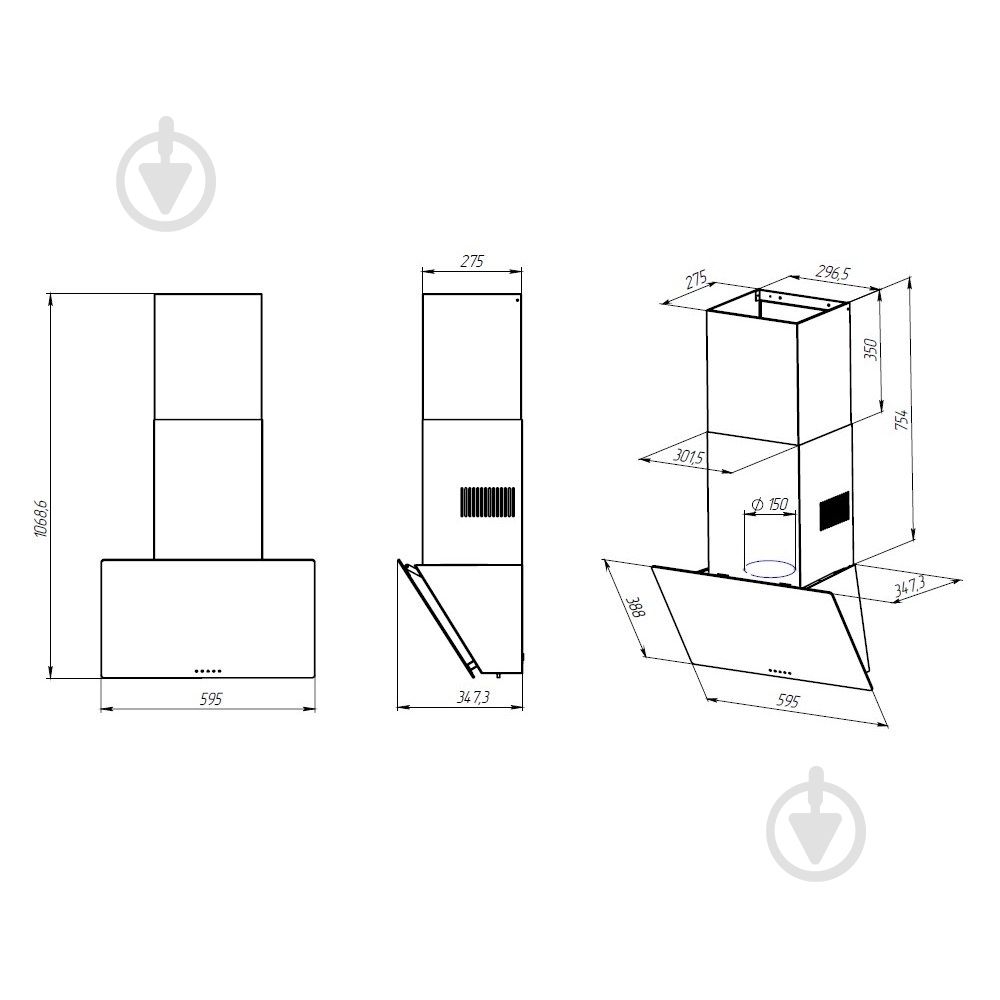 Вытяжка Pyramida BS 60 (1000) M BL - фото 8
