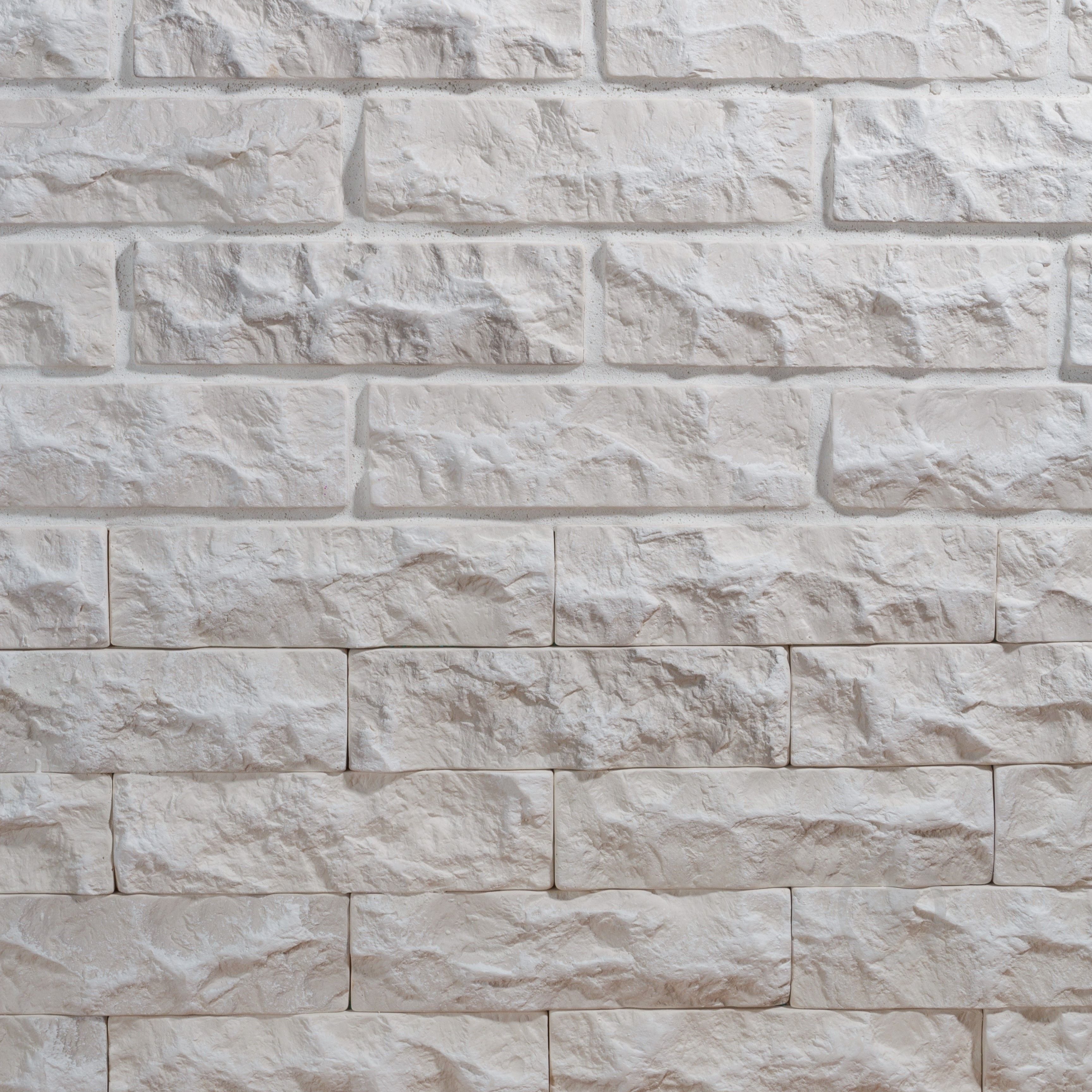 Плитка гипсовая прямая Саватекс Декор Кирпич мраморный белый 0,48 кв.м - фото 1