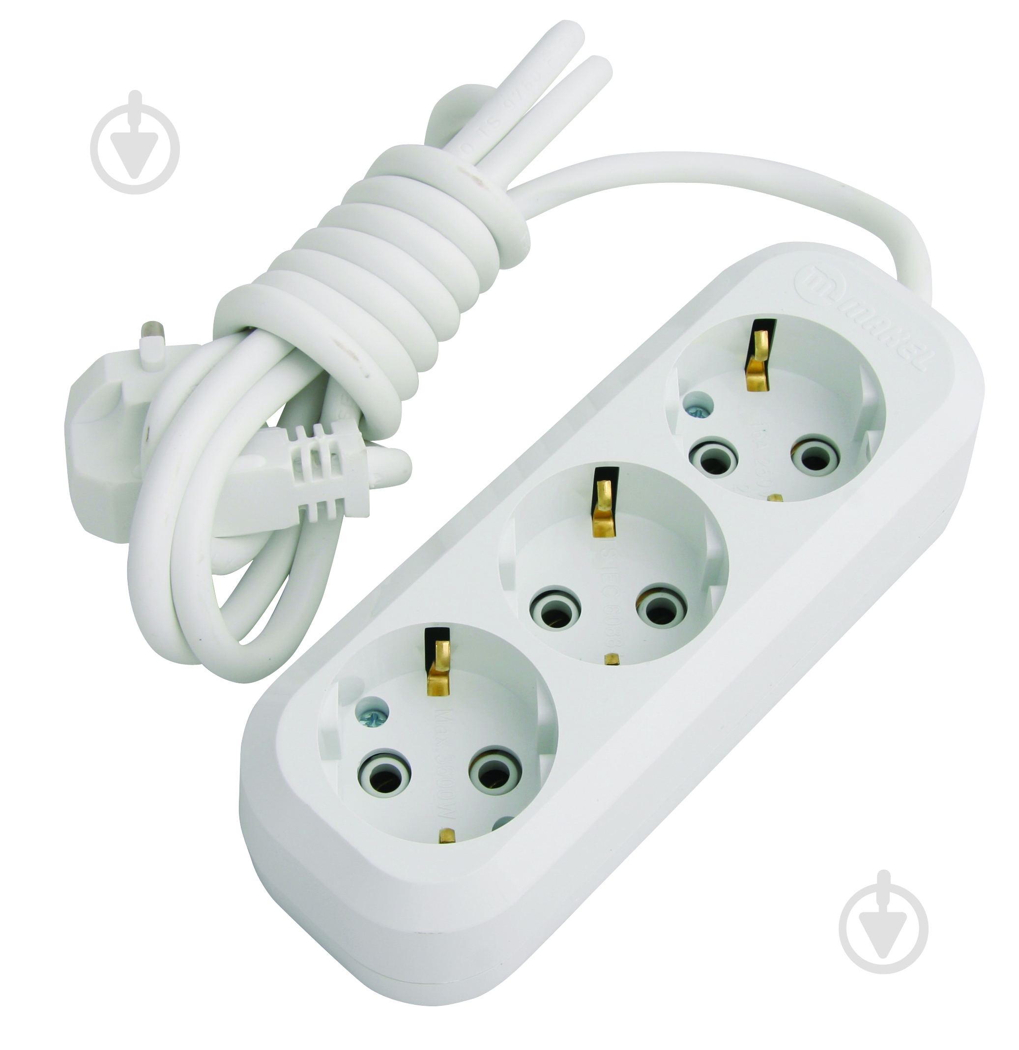 Подовжувач Makel із заземленням 3 гн. білий 2 м N3201033 - фото 1