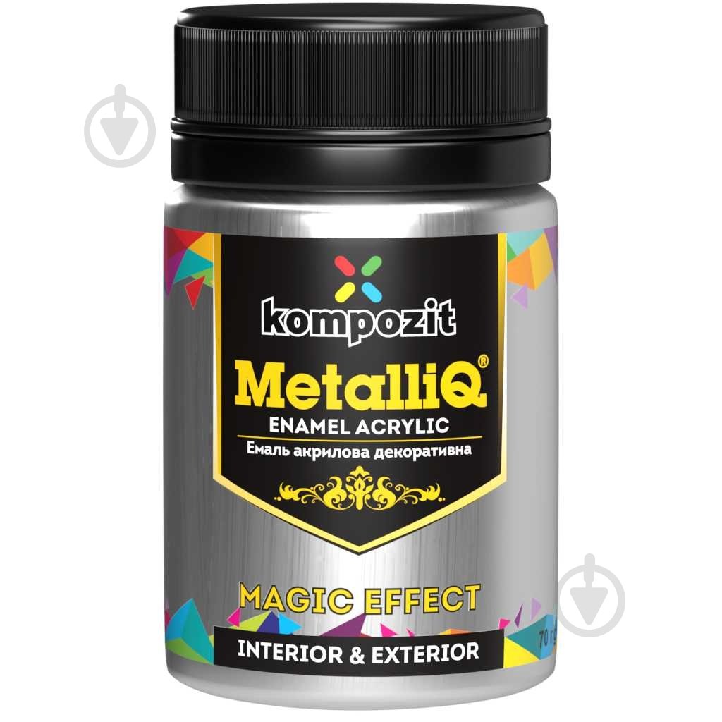 Декоративная краска Kompozit акриловая MetalliQ серебро 0,07 кг - фото 1