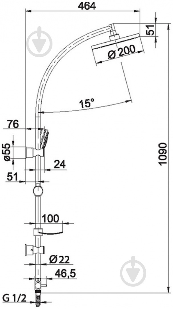 Душевая система Rubineta Stream 624127 - фото 2