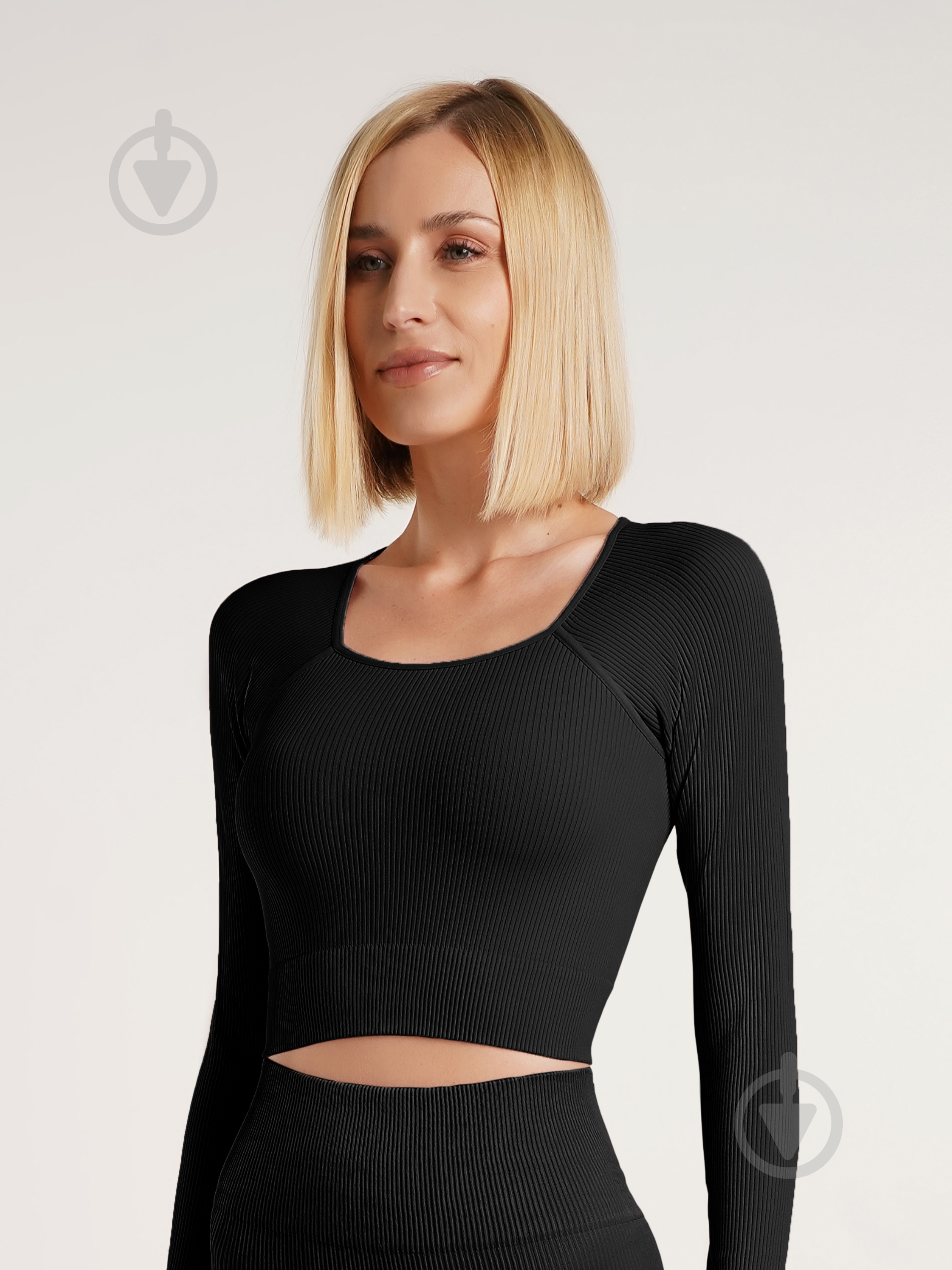 Футболка з довгим рукавом Giulia Crop top rib р.one size чорний - фото 1 Футболка з довгим рукавом Giulia Crop top rib р.one size чорний - фото 1