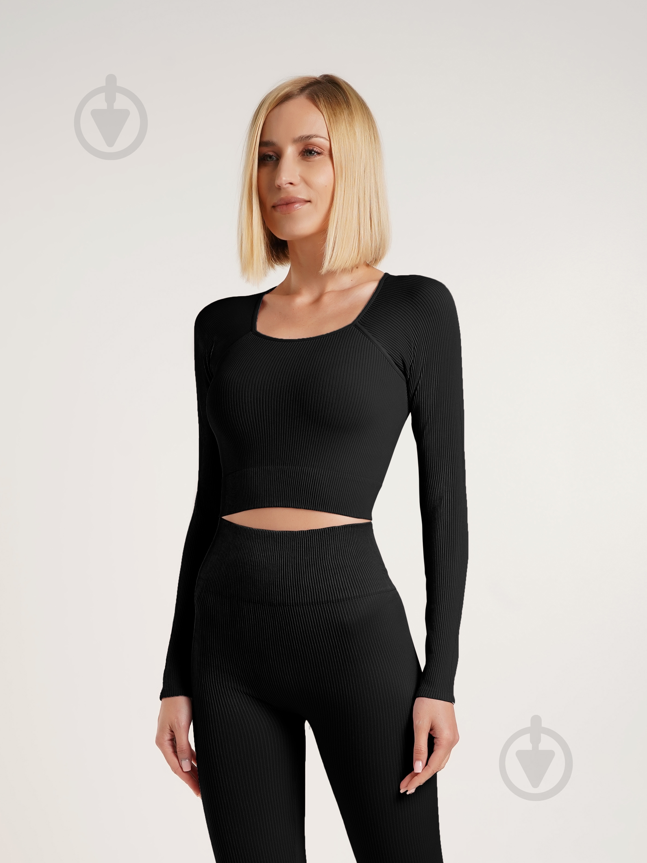 Футболка з довгим рукавом Giulia Crop top rib р.one size чорний - фото 3 Футболка з довгим рукавом Giulia Crop top rib р.one size чорний - фото 3