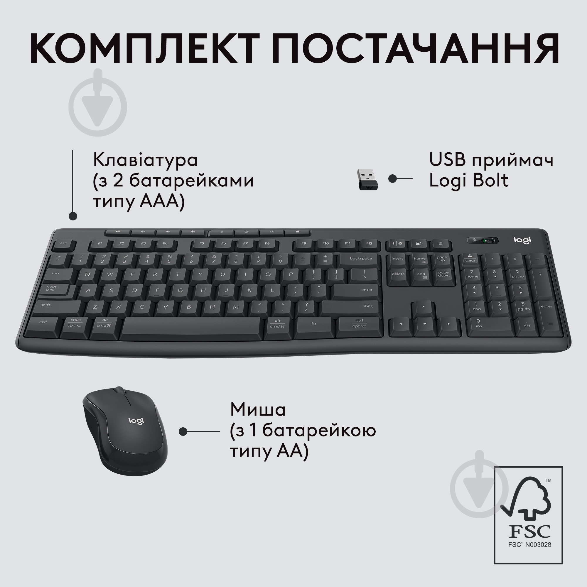 Комплект клавіатура + миша Logitech L920-012077 Black - фото 10