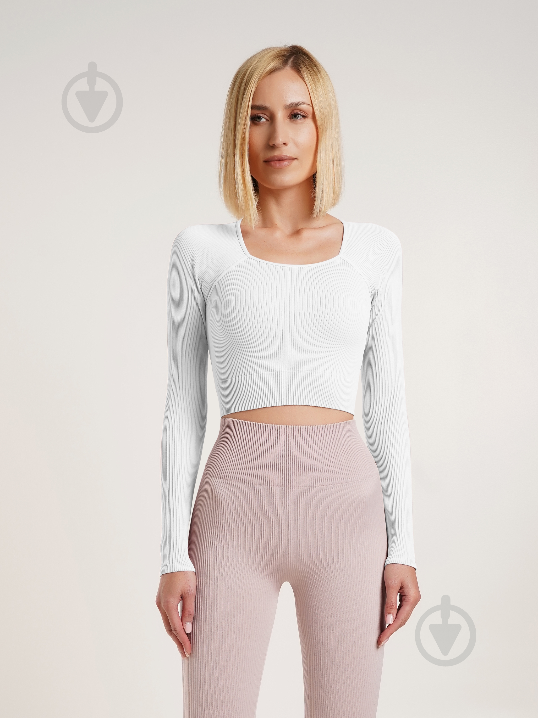 Футболка з довгим рукавом Giulia Crop top rib р.one size білий - фото 3 Футболка з довгим рукавом Giulia Crop top rib р.one size білий - фото 3