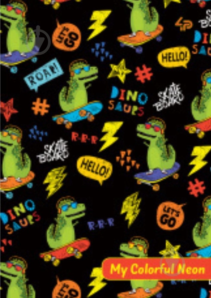 Блокнот для записей Neon pattern dinosaurs А6 Profiplan - фото 1