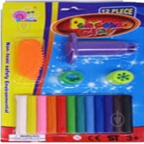 Пластилин 12 цветов + 4 формы - фото 1