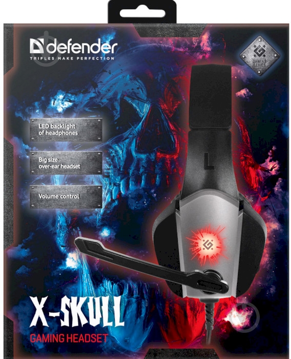 Гарнітура ігрова Defender X-Skull black/grey (64585) - фото 9 Гарнітура ігрова Defender X-Skull black/grey (64585) - фото 9