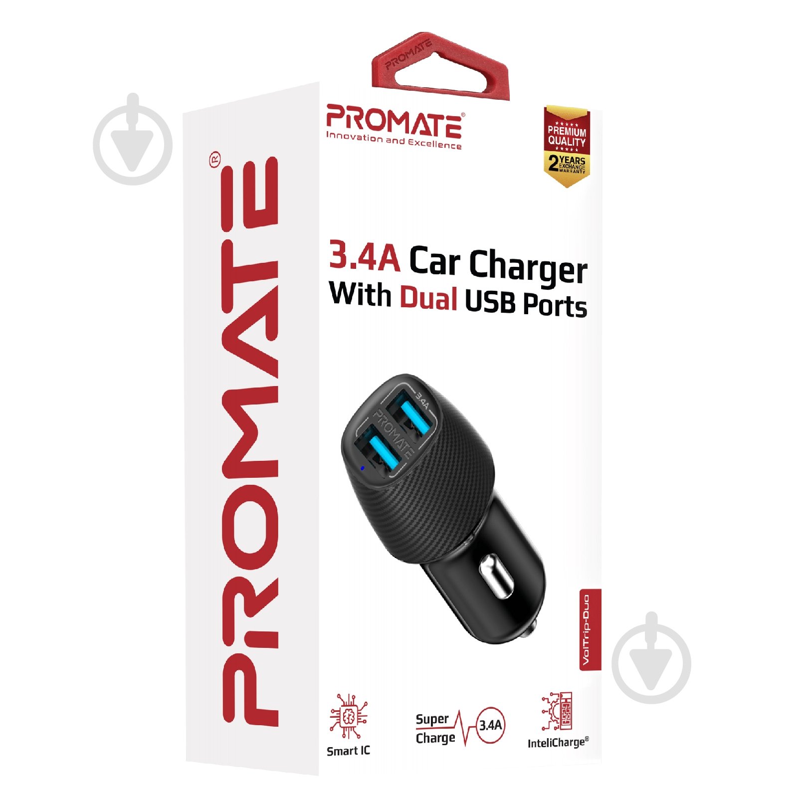 Автомобільний зарядний пристрій Promate Voltrip-Duo 17Вт 2 USB Black - фото 7