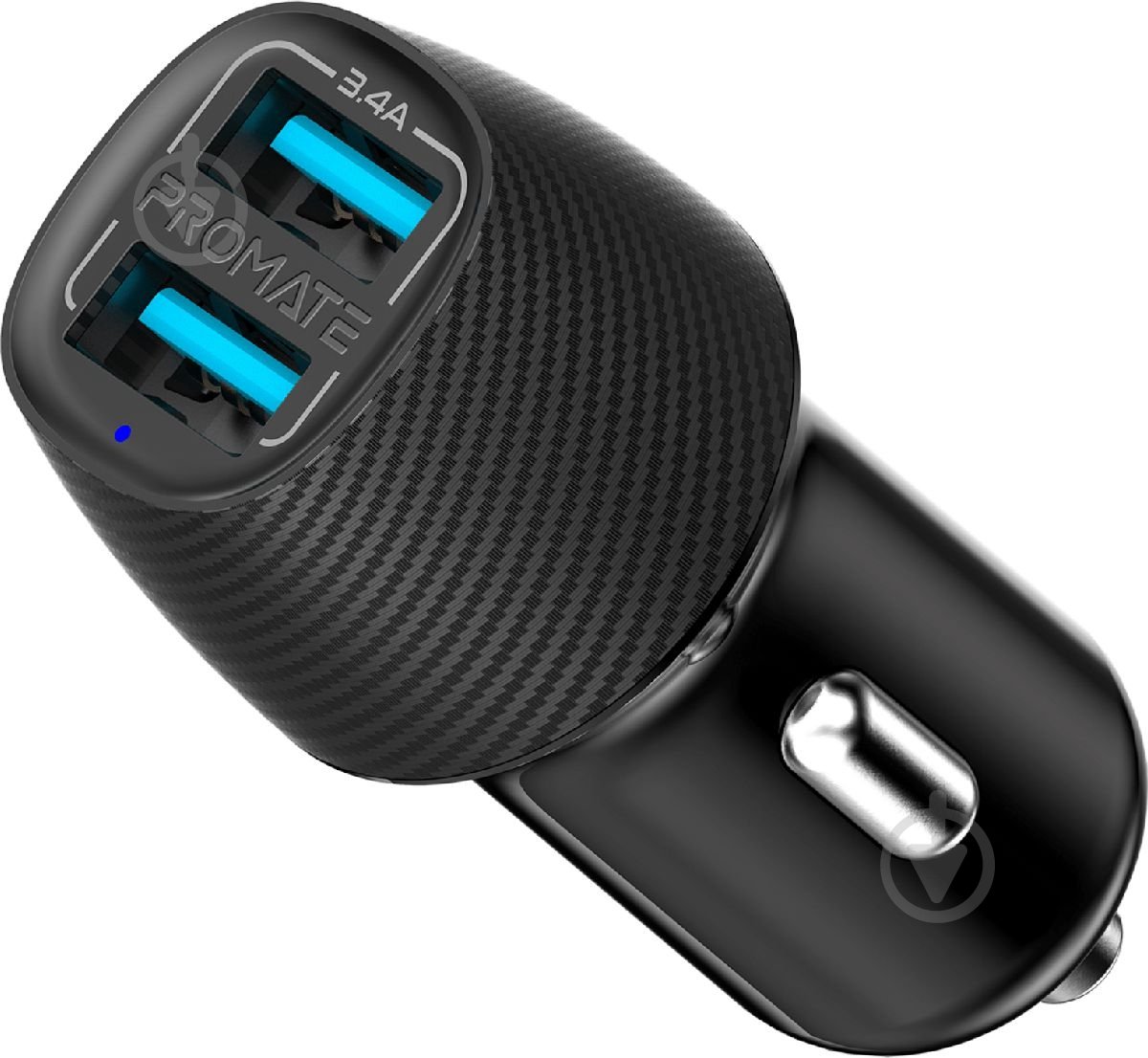 Автомобільний зарядний пристрій Promate Voltrip-Duo 17Вт 2 USB Black - фото 1