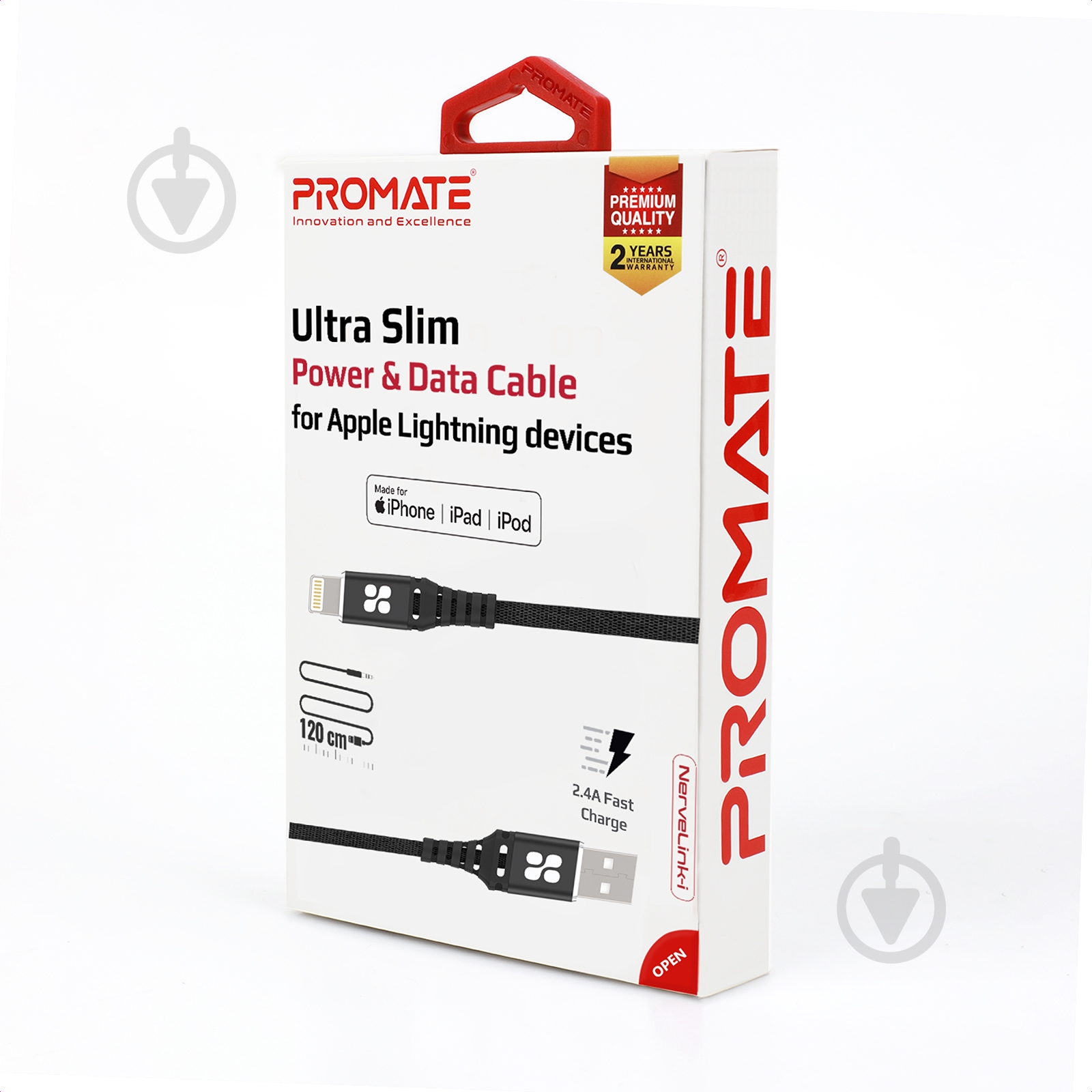 Кабель Promate NerveLink-I USB-Lightning 2.4А 1,2 м чорний (nervelink-i.black) - фото 6